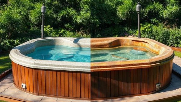 Comparison of hot tub lifespan with pristine and neglected sides.
