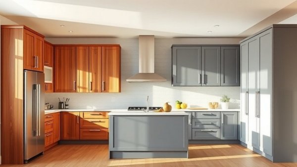 Comparison of Shaker cabinets vs Flat-Front cabinets in a modern kitchen.