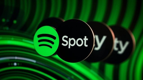 Abstract Spotify logos representing streaming fraud