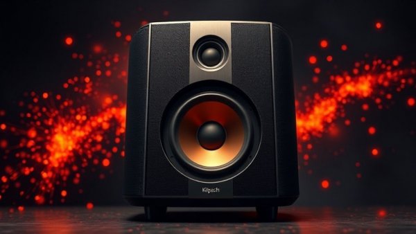 Sleek Klipsch Limited Edition Speaker with fiery sparks.