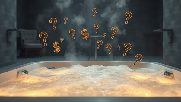 Best price hot tub with dollar signs and question marks.