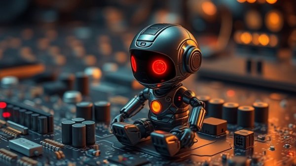 Futuristic robot on circuit board, representing AI Integration Framework.