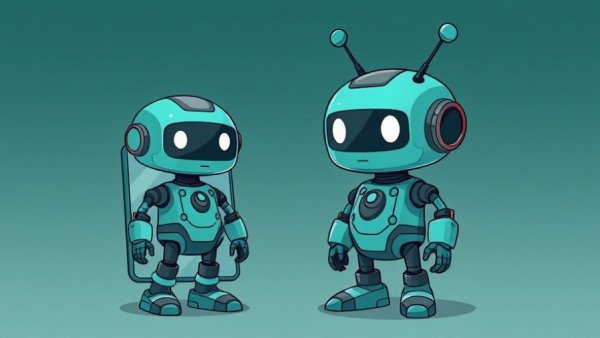 Samsung OLED Review futuristic teal robot next to OLED display