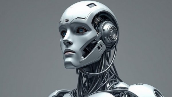 Futuristic humanoid robot showcasing sophisticated AI design.