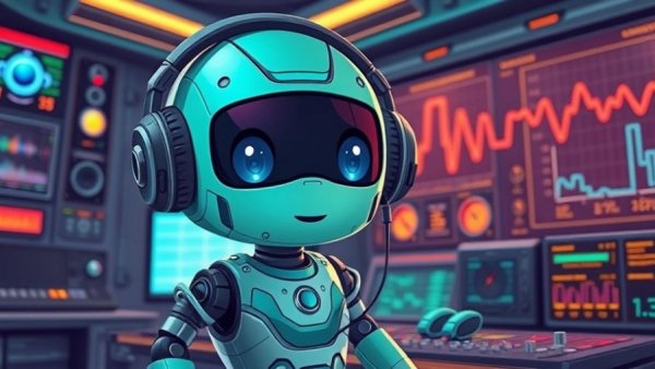 Android 17 wireless audio robot in a futuristic lab.