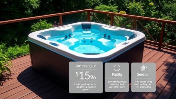 Informative hot tub pricing guide infographic with a modern hot tub.