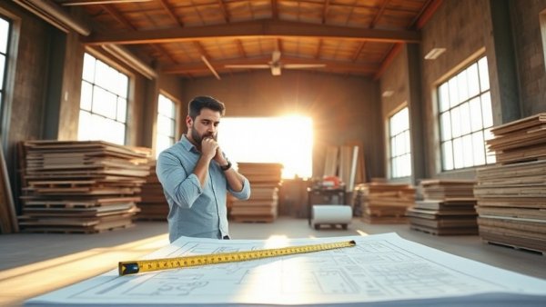 Man calculating how much flooring do you need in a bright room.