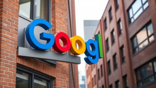 Vibrant Google sign on a modern brick building, UN System Data Commons