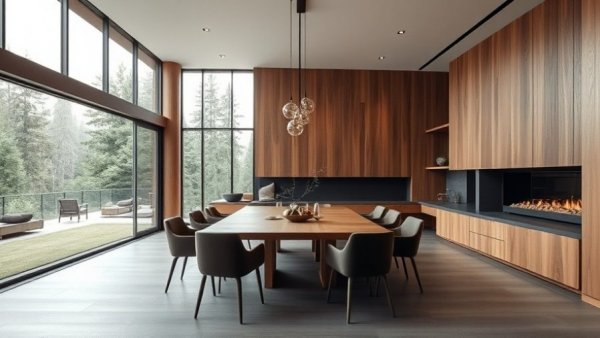 Modern dining room showcasing fire-resistant home design