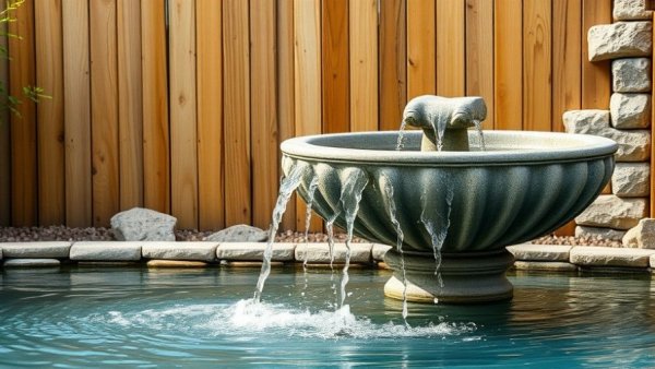 Elegant pool water features with cascading design.