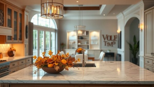 Elegant kitchen with fall decor and Black Friday tile deals