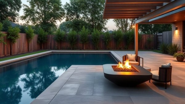 Modern pool with fire pit and pergola seating: What Homeowners Wish They Knew Before Building a Pool