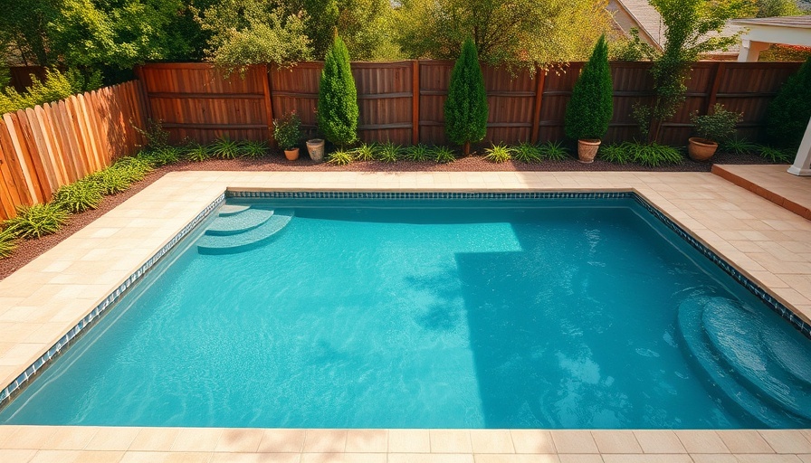 Inviting poolside area with tranquil ambiance and serene landscaping.