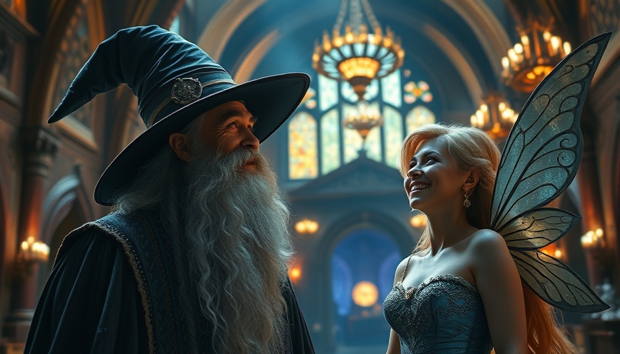 Enchanting wizard with a fairy in magical setting, Critics Choice Awards.