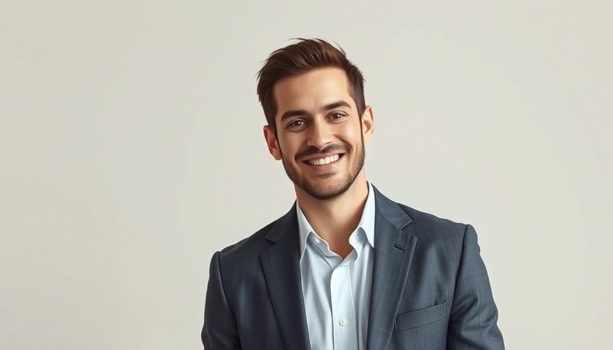 Portrait of a smiling man in a suit with a plain background.