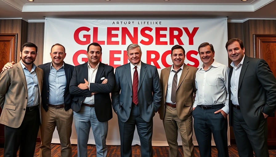 Glengarry Glen Ross Broadway Revival cast posing at event backdrop.