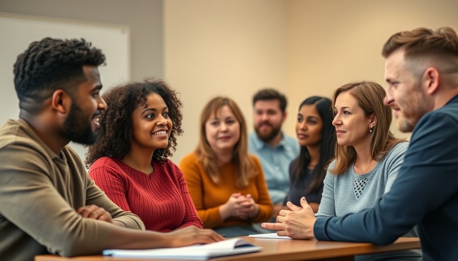 Diverse group in an English class discussing new kind of Middle Eastern story.