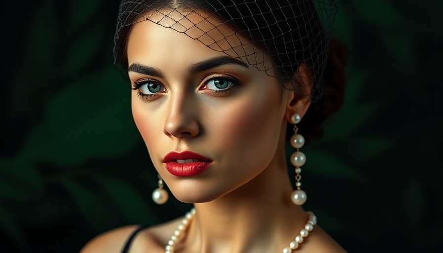 Elegantly dressed woman with netted headpiece, showcased at awards.