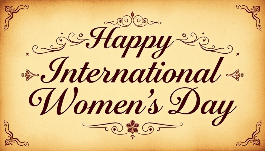 Celebratory text for International Women's Day on vintage background.