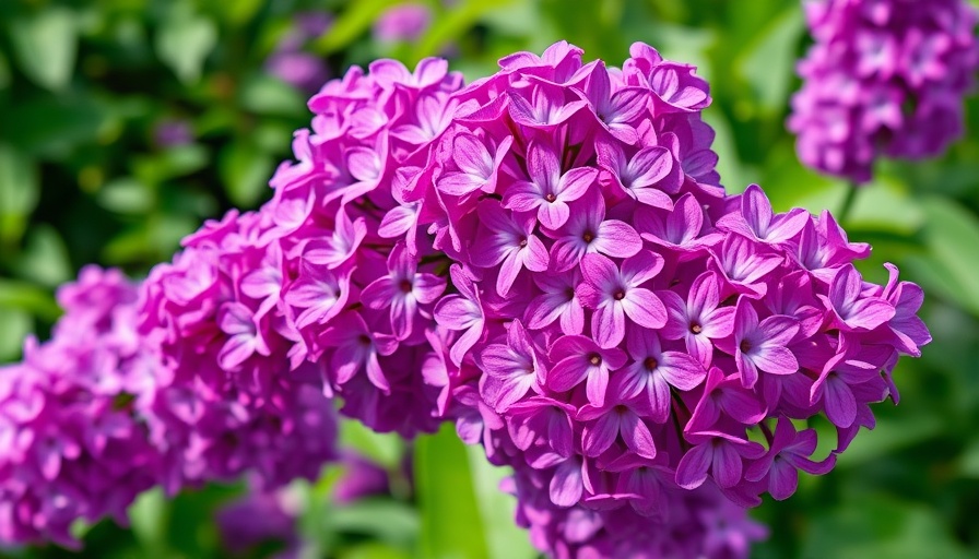 Vibrant lilac flowers blooming in outdoor garden.