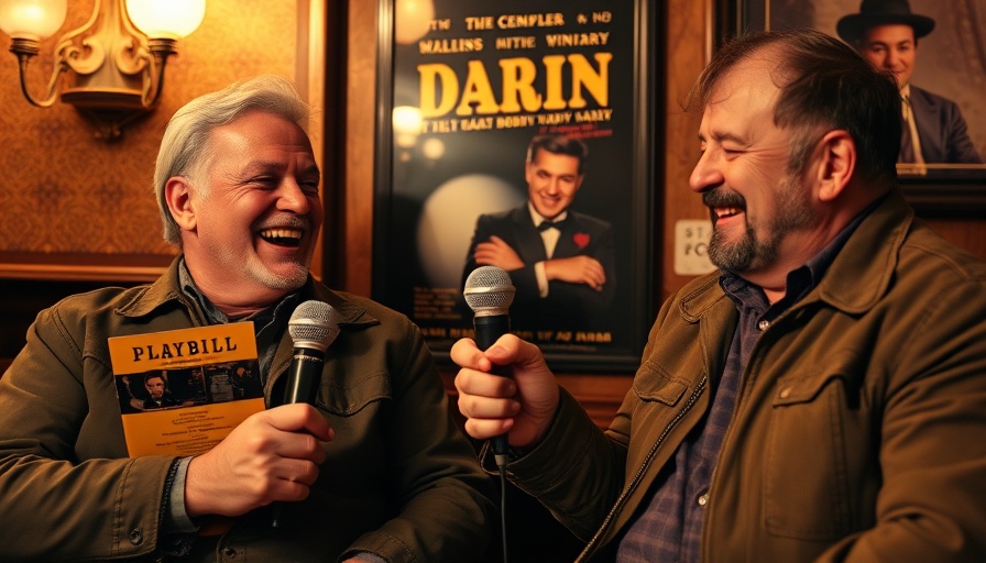 Bobby Darin Broadway Show interview with two laughing men.