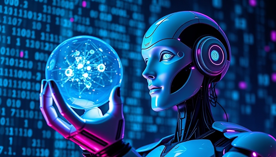 Futuristic robot showcasing AI-Powered Workflow Automation via glowing digital sphere.