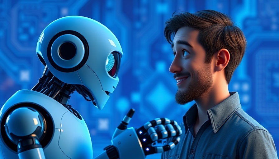 AI-powered vision innovation with futuristic robot and man.