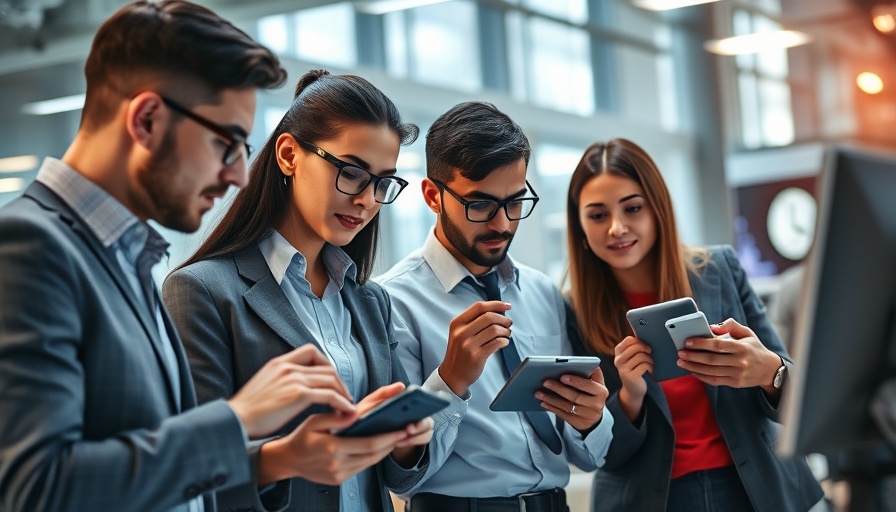 Business professionals in Mumbai studio exploring tech gadgets.
