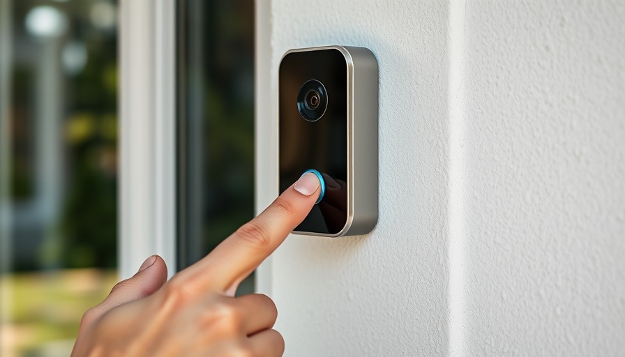Hand pressing modern video doorbell on wall - Benefits of a Video Doorbell.