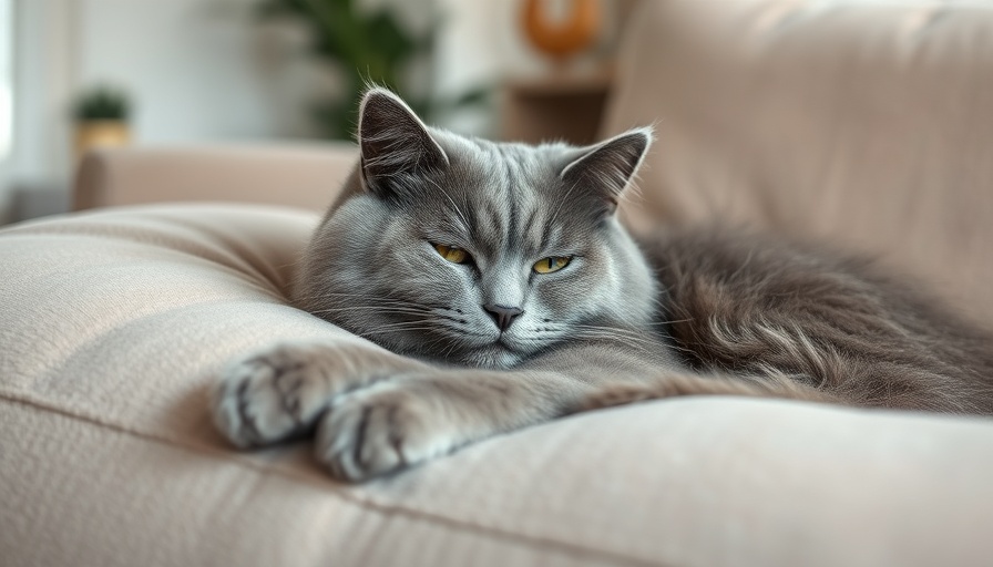 Gray cat nestled on a couch in a cozy living room, girl cat names.