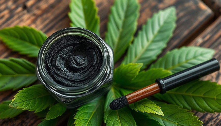 Activated charcoal drawing salve on leaves with applicator.