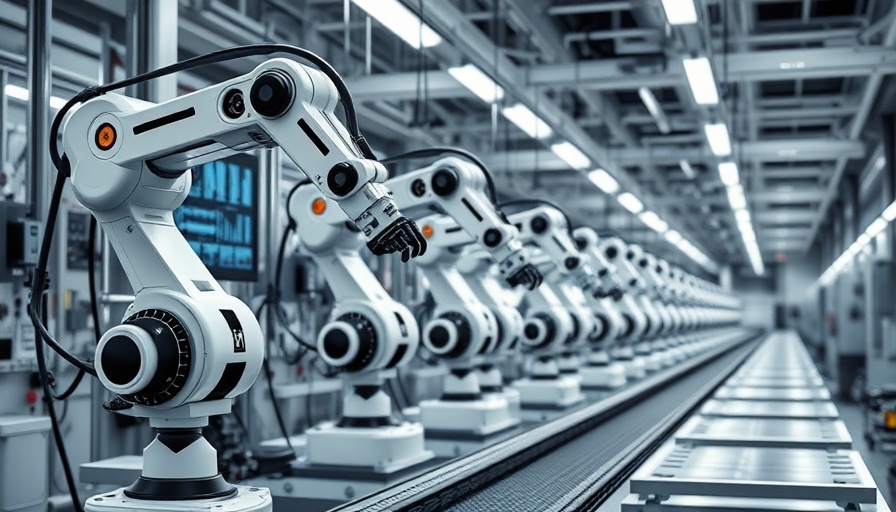 ISO/IEC 42001 Certification for Responsible AI in a futuristic robotic assembly line.