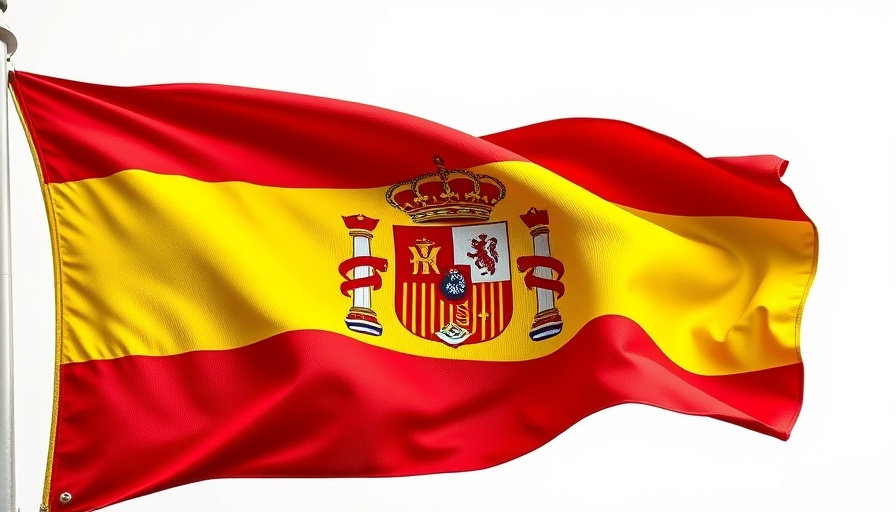 Vibrant Spanish flag representing avian influenza outbreaks in Spain.