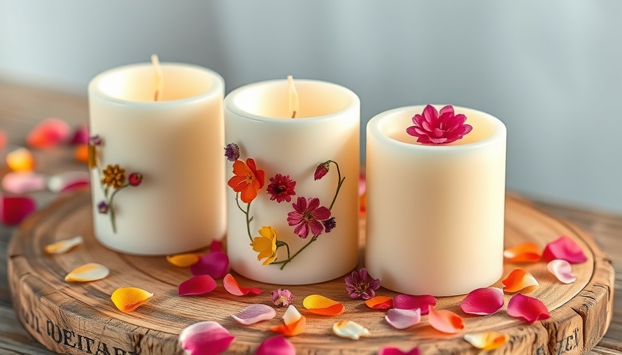 Flower candles on wooden surface, showcasing safety in making flower candles.