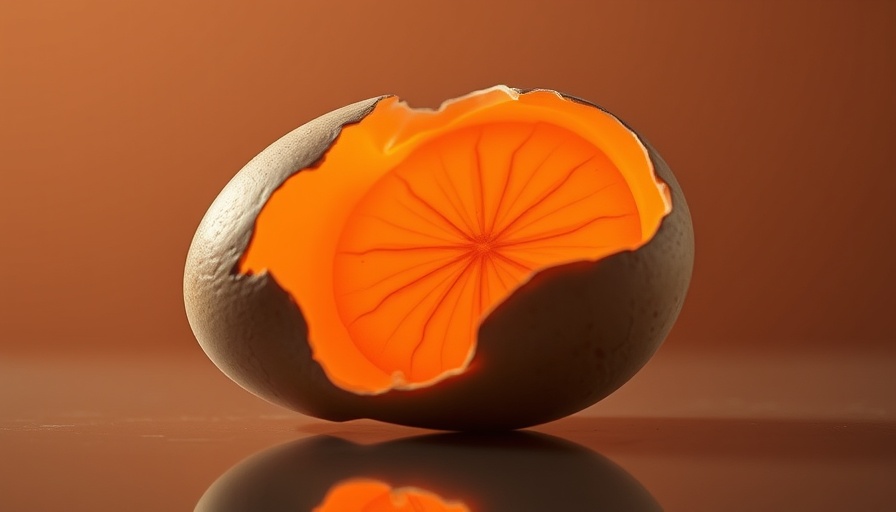 Intriguing cracked egg with glowing core, conceptual design.