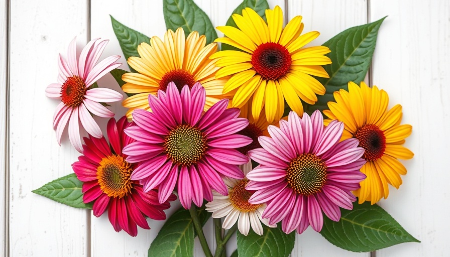 Colorful echinacea flowers on rustic wood, echinacea plants outdoor garden.