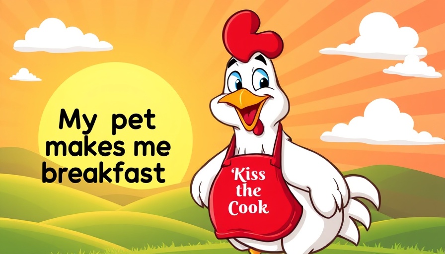Joining backyard chickens community cartoon with playful chicken