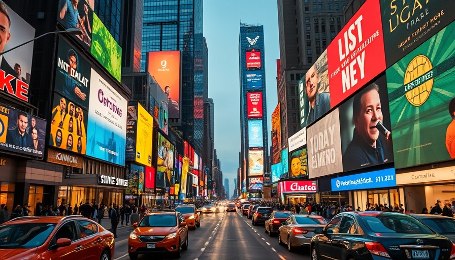 Dynamic cityscape of Times Square reflecting artistic freedom.