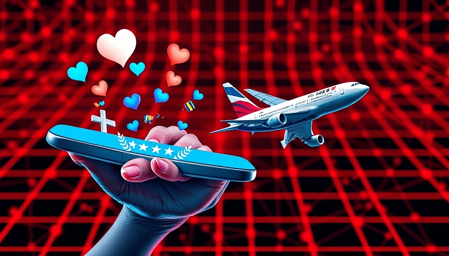 Artistic image of social media impact on foreign affairs with flags and airplanes.