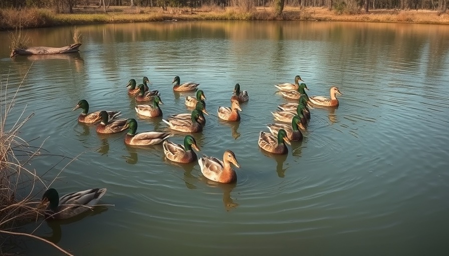 Ducks swimming in a pond during a bird flu outbreak in Andalucía.