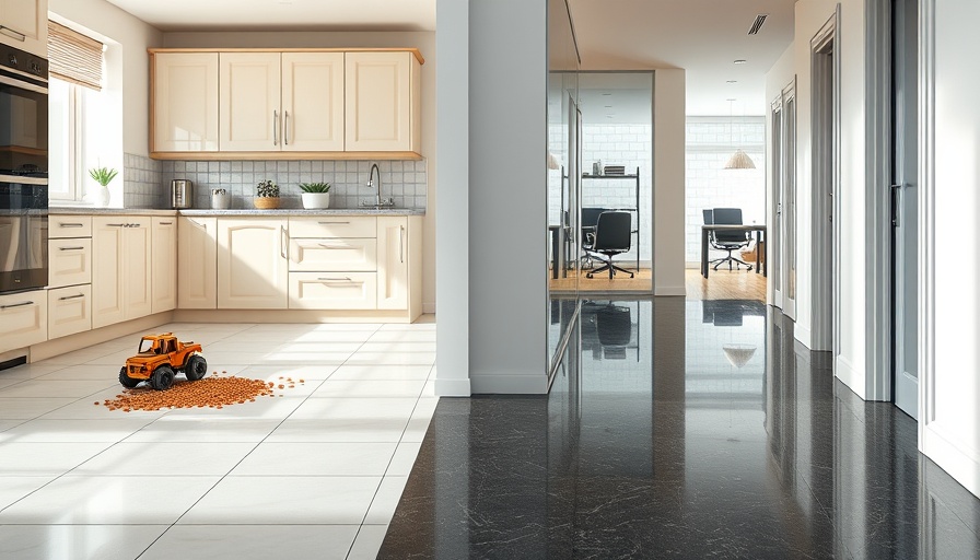Ceramic vs Porcelain Tile Comparison: kitchen with ceramic tiles and hallway with porcelain tiles.