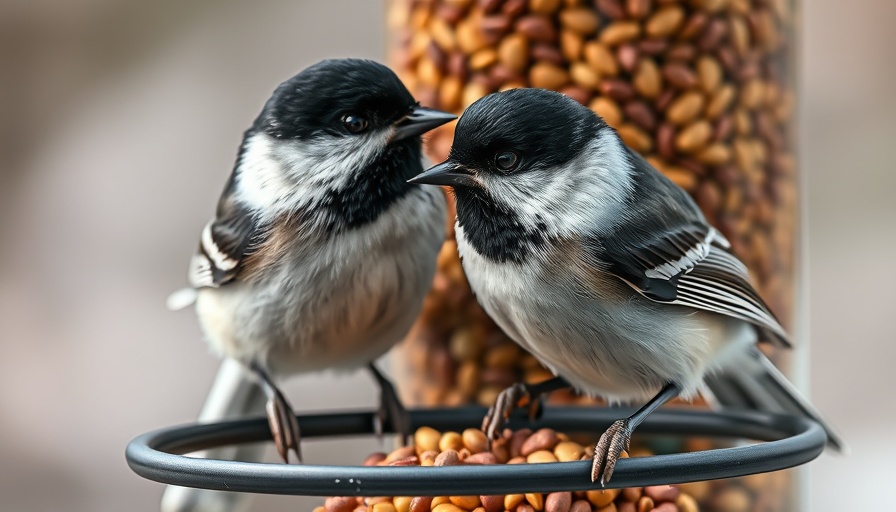 BirdNote episodes on bird knowledge: Two chickadees at feeder.