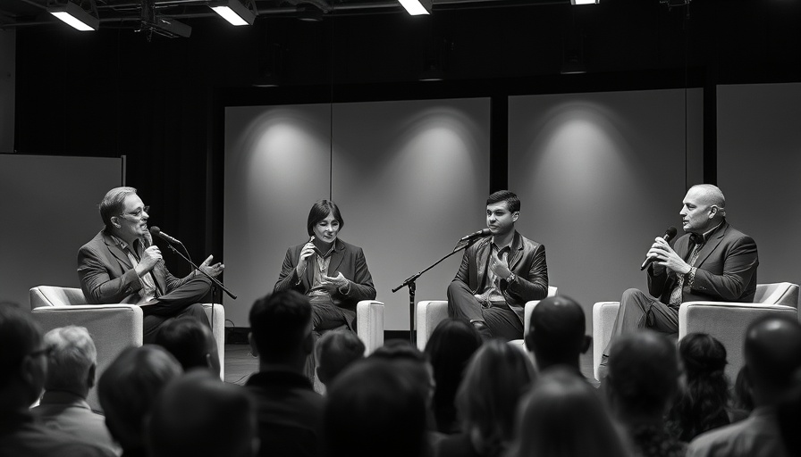 Panel discussing oral tradition in storytelling, podcast setup.