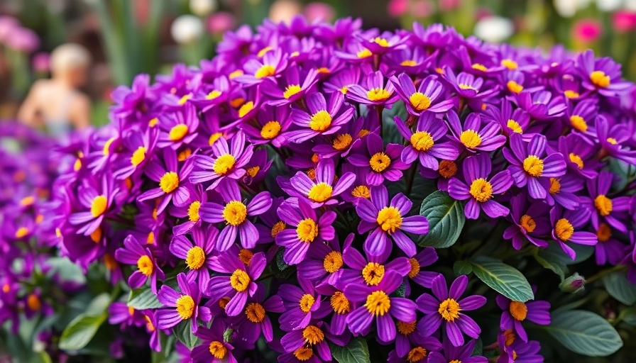 Vibrant purple fall-blooming flowers in outdoor garden.