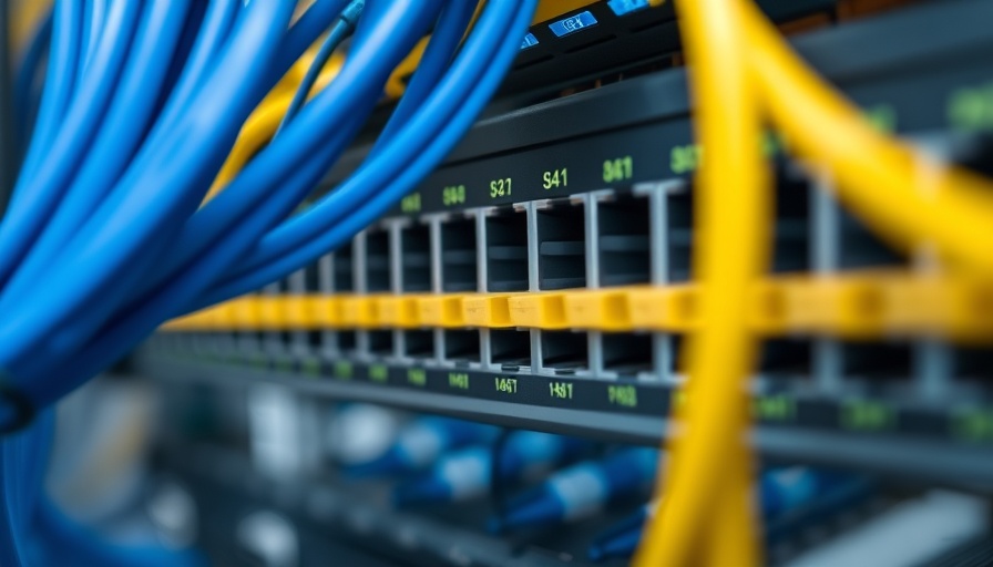48-port enterprise switch with connected cables in data center.