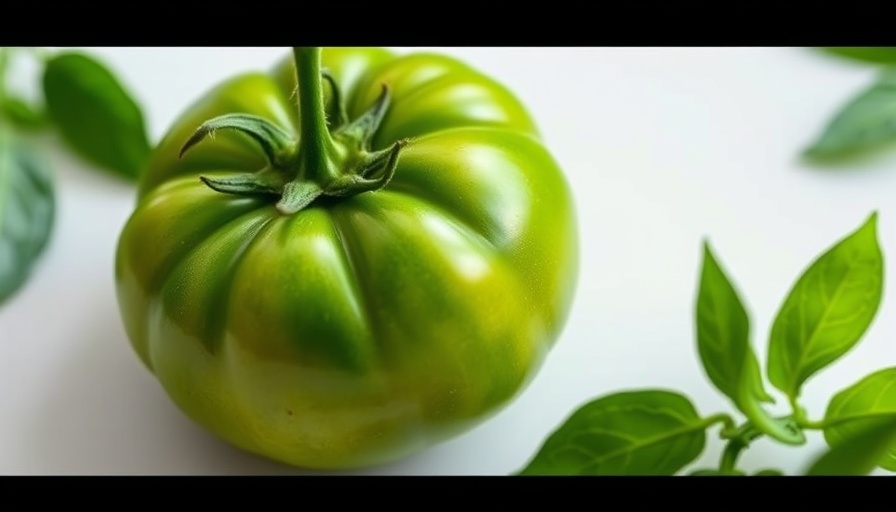 Harvest green tomatoes, fresh vibrant single tomato.