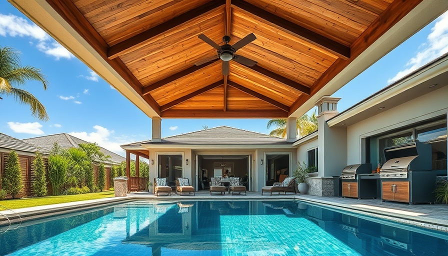 Luxurious backyard with pool and patio for alternative uses.