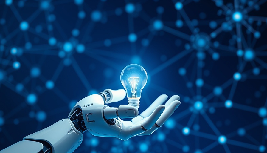 Futuristic AI-native concept with robotic hand and digital light bulb.