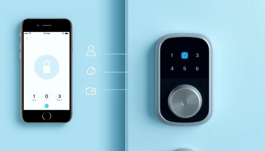 Smart home door lock interface displaying smartphone integration.