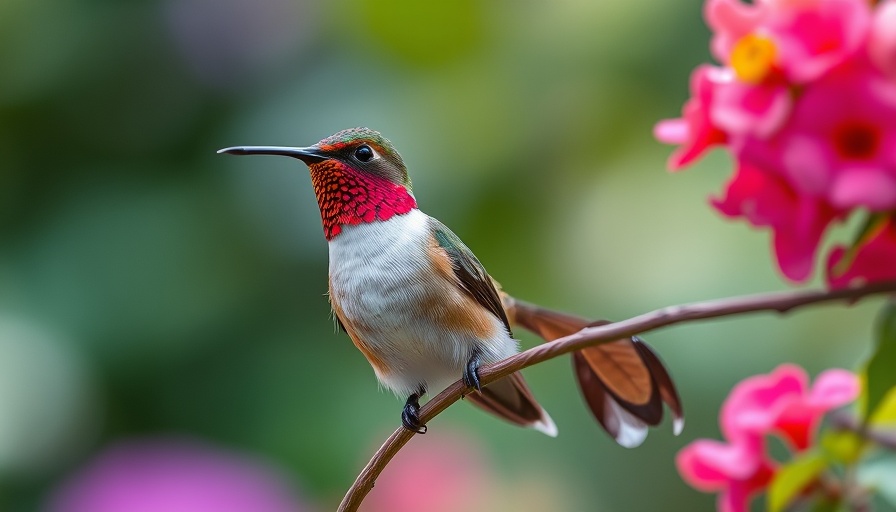 Ruby-throated hummingbird perched, highlighting migration in New York.